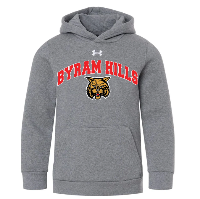 Byram Hills "Bobcat" Under Amrour Youth Team Icon Fleece Hooded Sweatshirt - Grey