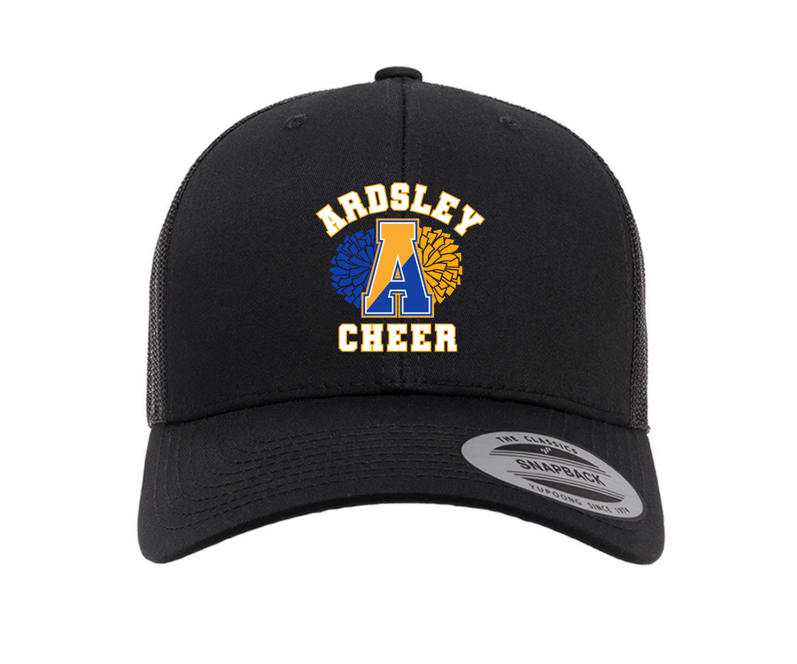 Ardsley Varisty Cheerleading "Embrodiered Poms" Baseball Hat -Black