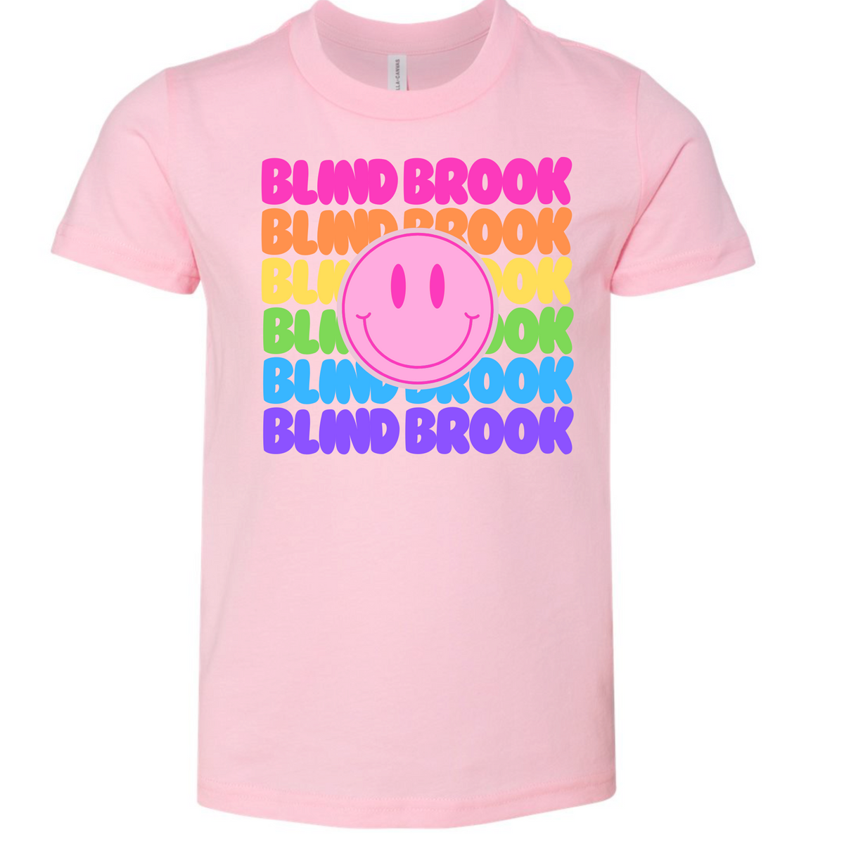 Rainbow Smiley Face Pink T-shirt
