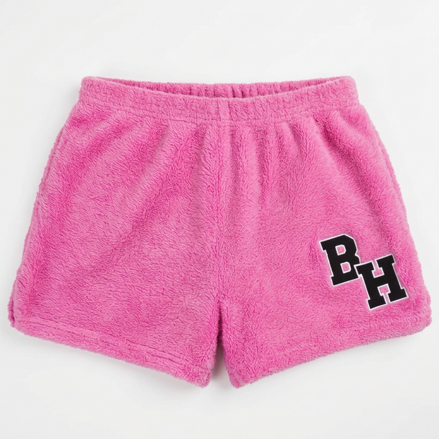 Byram Hills "Embrodiered BH"  Fuzzy Shorts - Pink