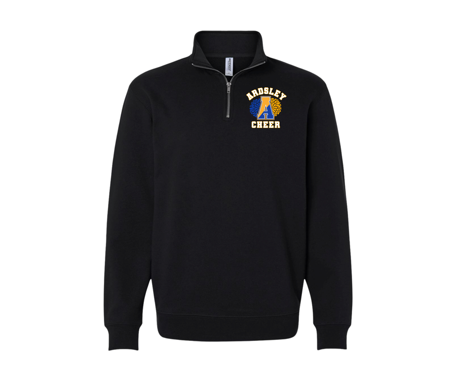 Ardsley Varsity Cheerleading "Embrodiered Poms" Quater Zip Sweatshirt - Black