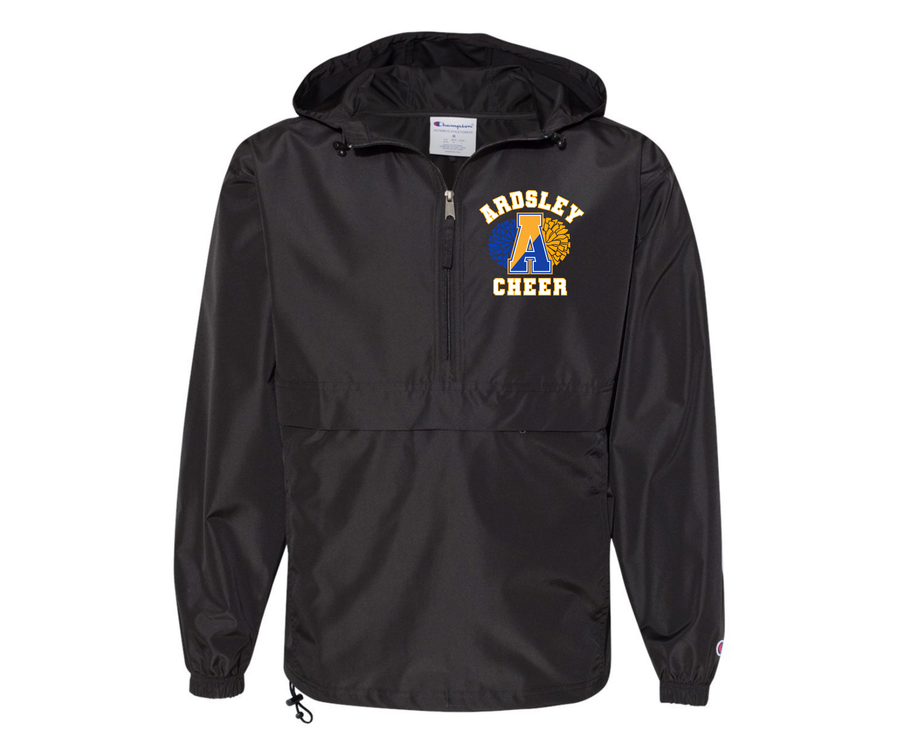 Ardsley Varsity Cheerleading  Anorak Embrodiered Poms Pullover Jacket _ Black