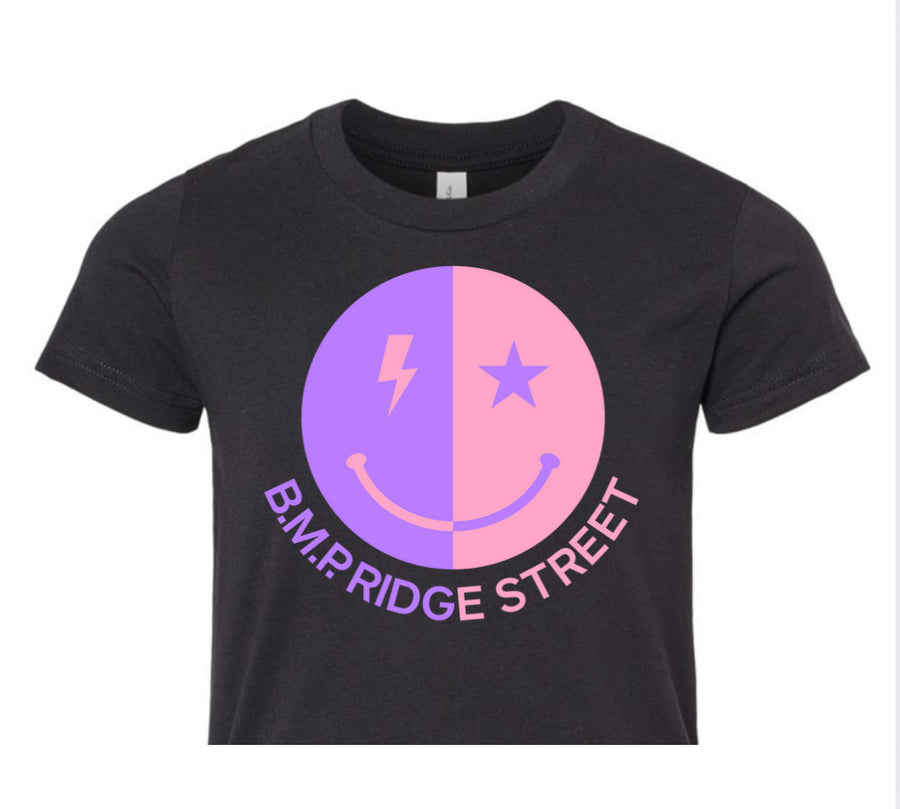 B.M.P. Ridge Street Two Color Smiley Face Black TShirt
