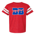 Youth Football Fine Jersey Tee in Red with BB Blind Brook