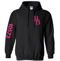 Black Hooded Pullover Sweatshirt with Pink BB