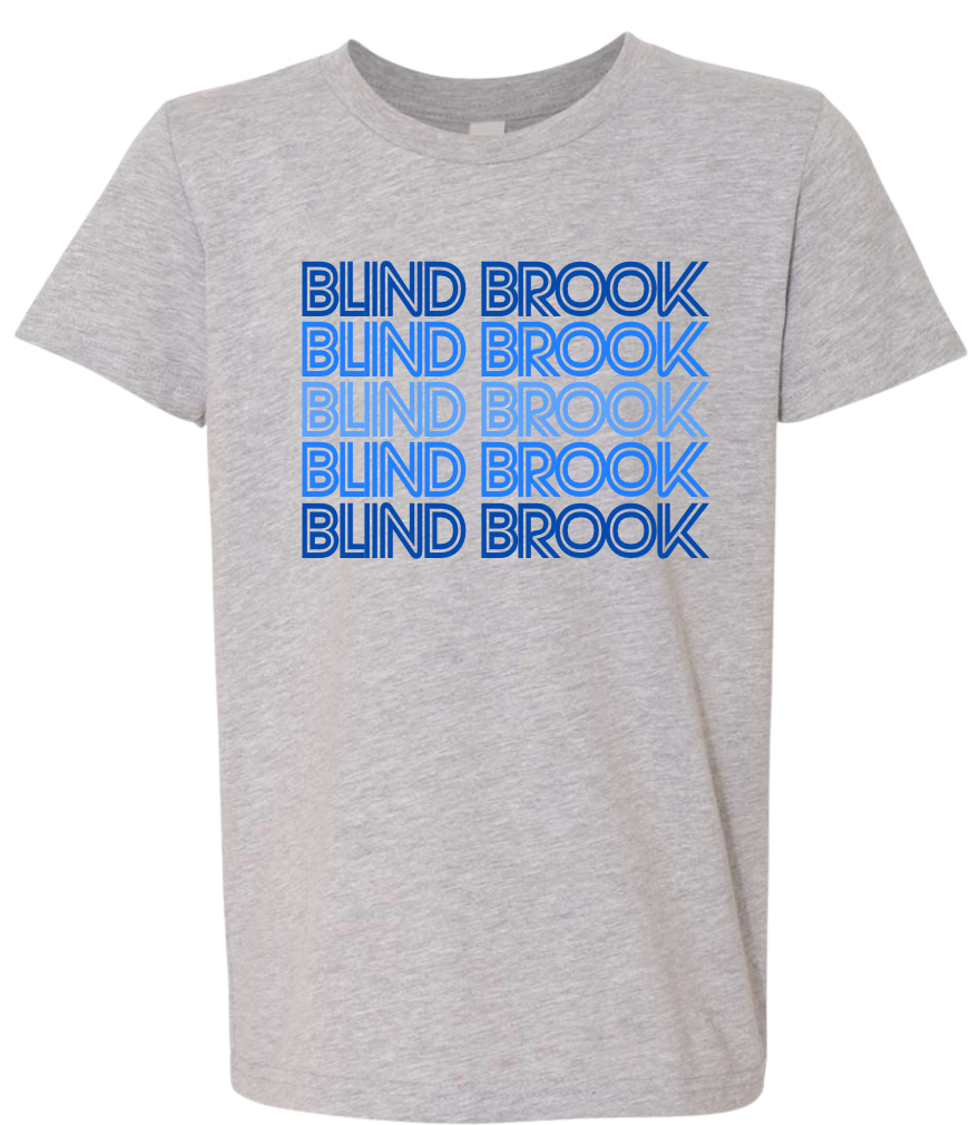 BLIND BROOK BLUE REPEAT ON GREY TSHIRT