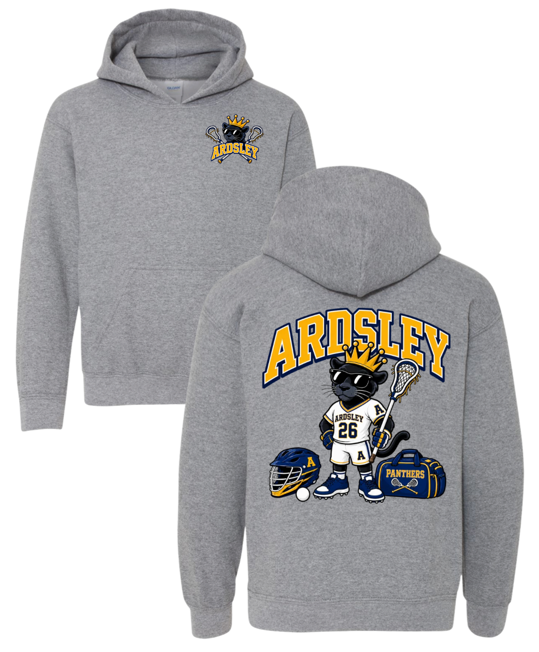 Panther Lacrosse Hooded Sweatshirt - Grey