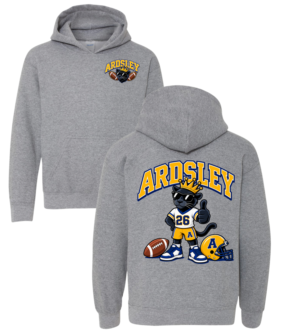 Panther Football Hooded Sweatshirt - Grey