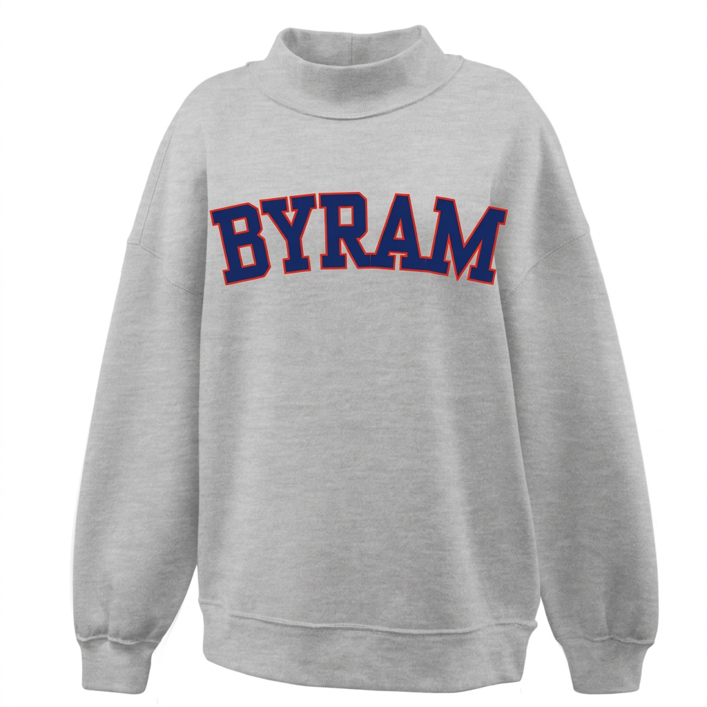 Byram Hills "BYRAM"  Mock Neck - Grey