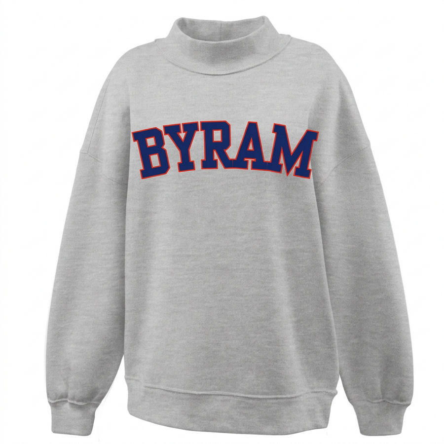 Byram Hills "BYRAM"  Mock Neck - Grey