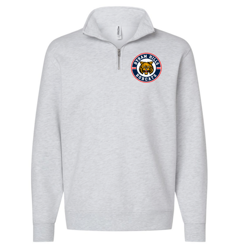 Byram HIlls "Embrodiery Patch" Quarter Zip Sweatshirt - Grey