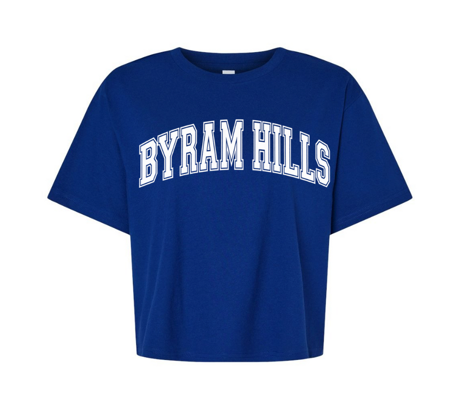 Byram Hills Women's Fine Jersey Mid-Length Boxy Tee - Lapis