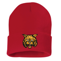 Byram HIlls Red Knit Hat with Bobcat